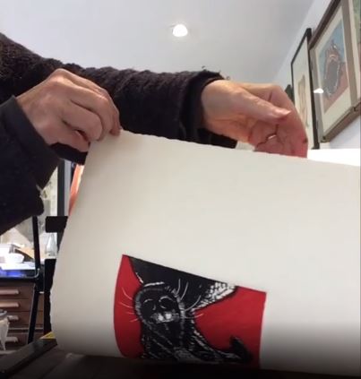A video of the making of the lino print that illustrated My Friends who don't have Dogs a book by Anna Levin