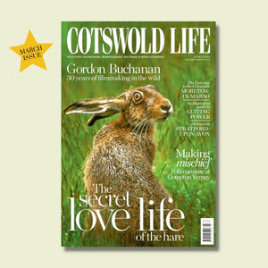 The hare, a symbol of spring, and subject of Jill Mason's book is on the cover of Cotswold Life Magazine